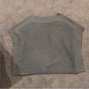 LOFT Ribbed Gray Poncho Sweater
